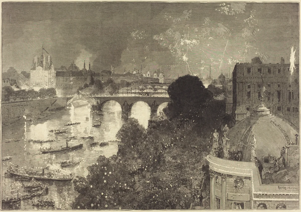 Le 14 Juillet. Illumination de la Seine du Pont Neuf au Pont au Change by Auguste Lepère, portfolio, 1882