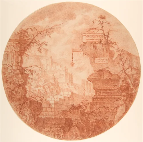 Architectural Fantasy by Jean Laurent Legeay, drawing, 1780-1795