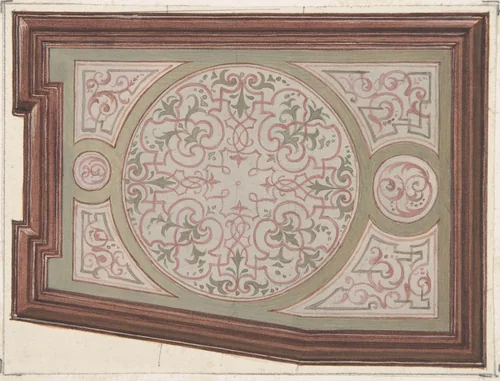 Design for Ceiling, Hôtel Hope by Jules-Edmond-Charles Lachaise, drawing, 1867