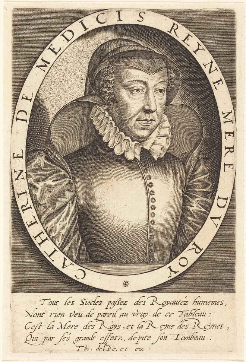 Catherine de Medici, Queen of France by Thomas de Leu, print, 1560-1620