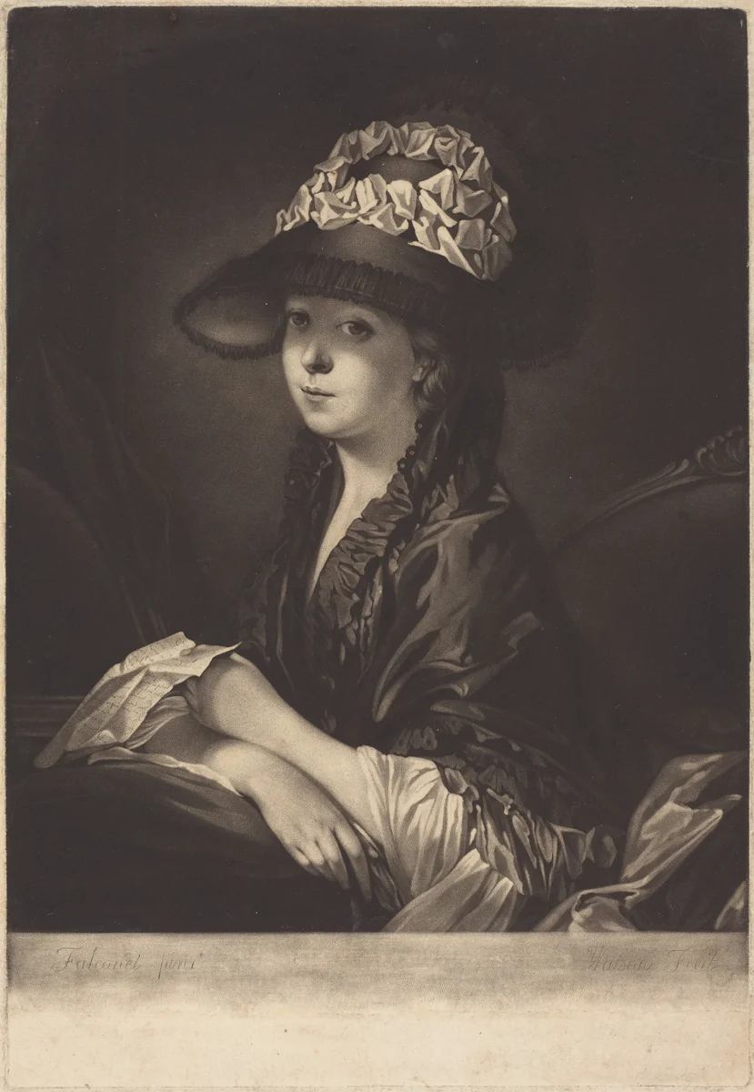 Lucinda, Miss Moore by James Watson; Pierre-Etienne Falconet, print, 1772