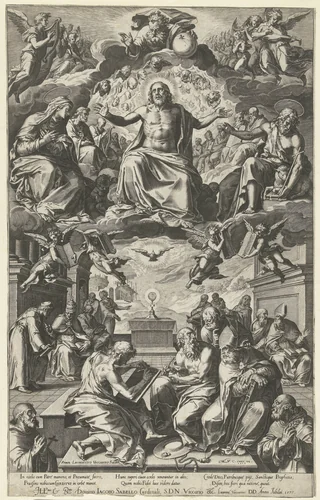 Twist tussen de kerkvaders over het heilig sacrament by Unknown, print, 1575