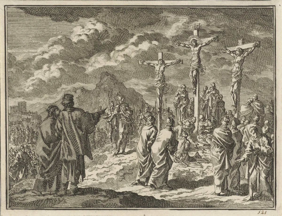 Kruisiging van Christus by Jan Luyken, print, 1712