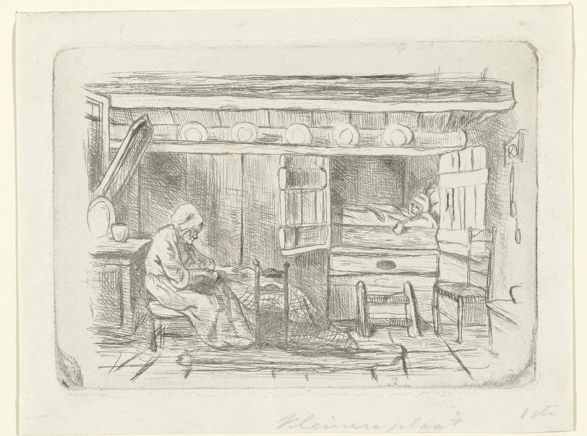 Twee figuren in een interieur by Jozef Israëls, print, 1835-1888