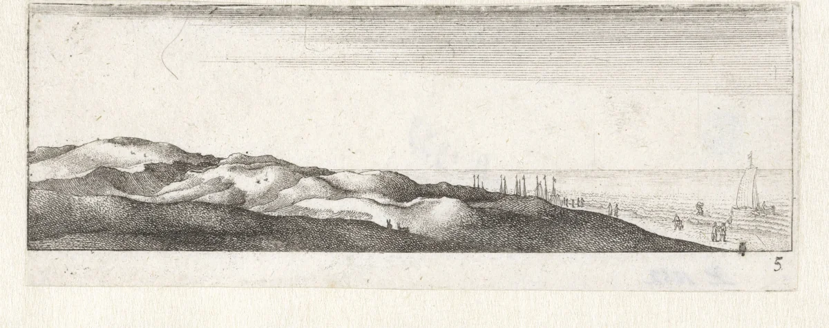 Strandgezicht met duinen by Wenceslaus Hollar, print, 1627-1636