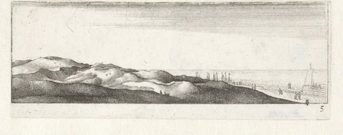 Strandgezicht met duinen by Wenceslaus Hollar, print, 1627-1636