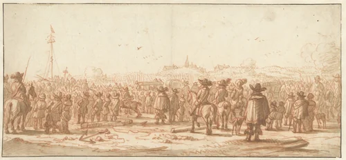 Vertrek van koning Karel II uit Scheveningen naar Engeland, 1660 by anonymous, drawing, 1660-1662