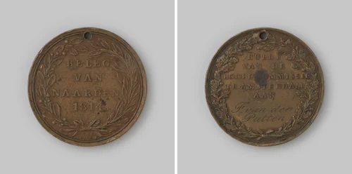 Erepenning voor de schutters bij het beleg van Naarden, op naam van F. van der Putten by Hendrik de Heus, metalwork, 1814-1819