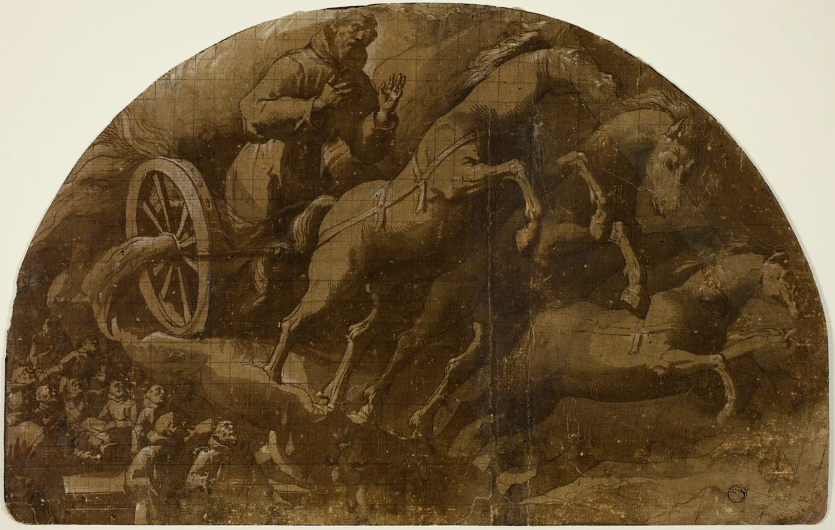 Study for the Vision of Saint Francis of Assisi Taken to Heaven in a Fiery Chariot by Jacopo Ligozzi, drawing, 1600-1602