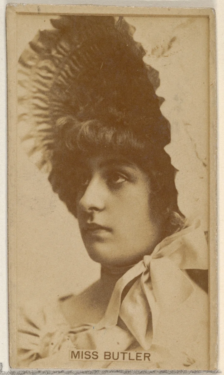Miss Butler, from the Actors and Actresses series (N45, Type 8) for Virginia Brights Cigarettes by Allen & Ginter, photograph, 1885-1891