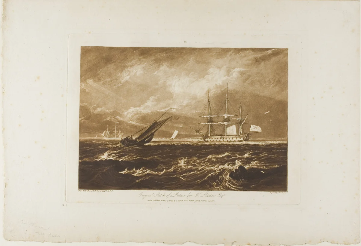 The Leader Sea Piece, plate 20 from Liber Studiorum by Joseph Mallord William Turner, print, 1809