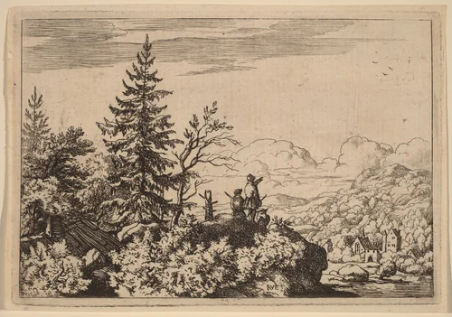 Two Men on a Hill by Allart van Everdingen, print, 1645-1656