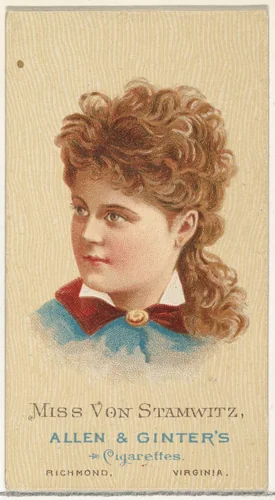 Miss Von Stamwitz, from World's Beauties, Series 2 (N27) for Allen & Ginter Cigarettes by Allen & Ginter, print, 1888