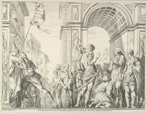 Saint James Cures a Blind Man, from "The Story of Saints James and Christopher in the Eremitani Chapel" by Giovanni David, print, 1776