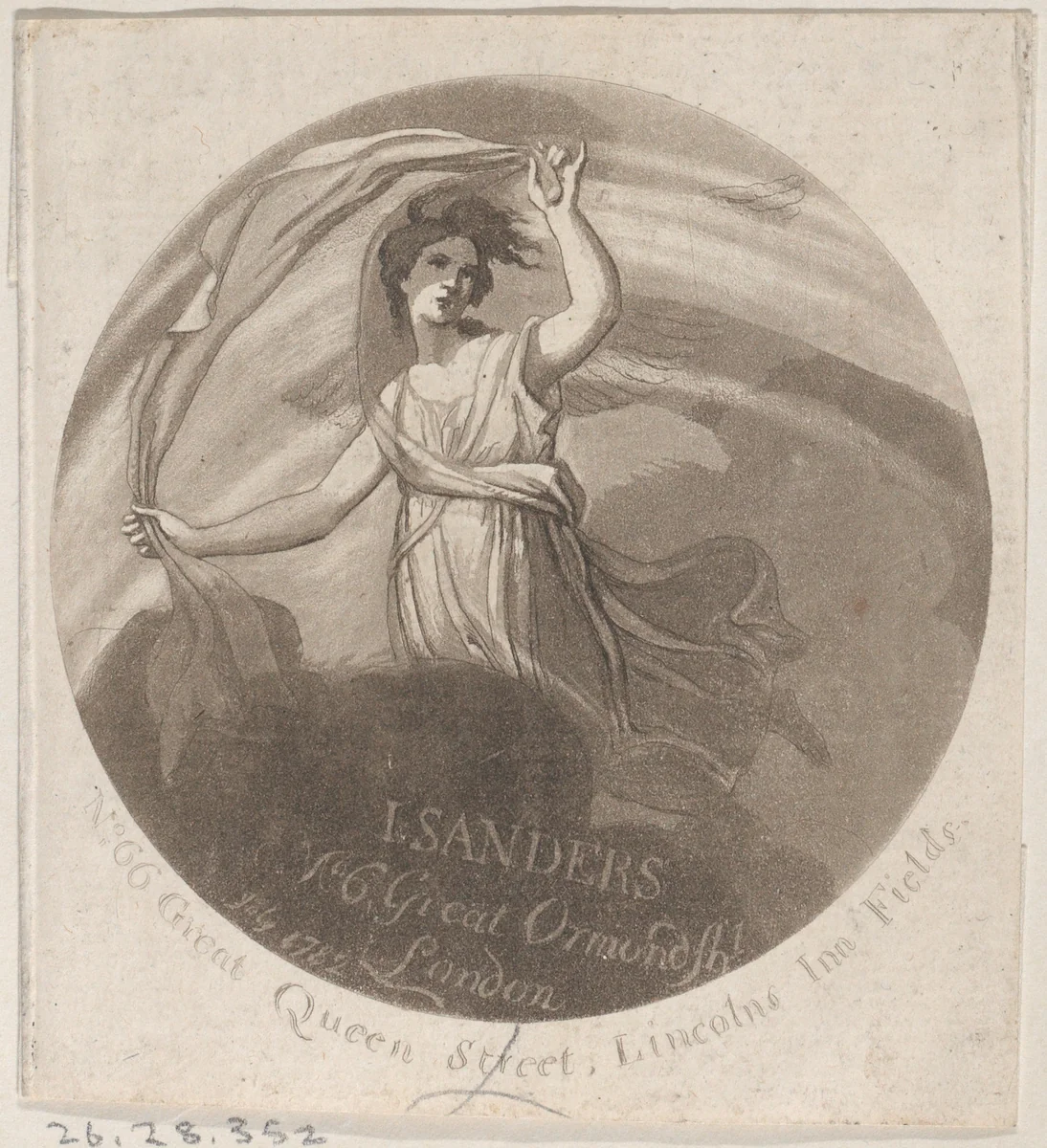 Trade Card for J. Sanders, Printmaker by anonymous, print, 1782