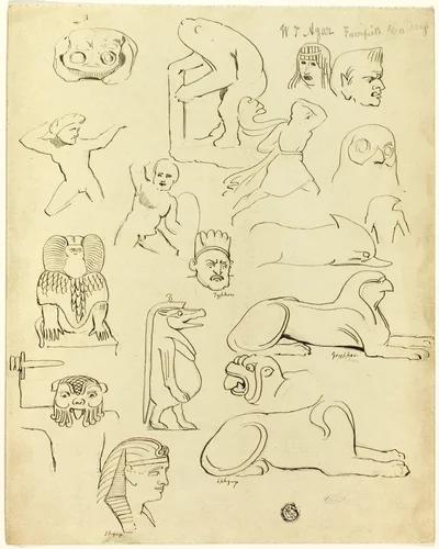 Sketches After Sculptures and Reliefs, Mainly Egyptian by W.T. Agar, drawing, 1800-1899