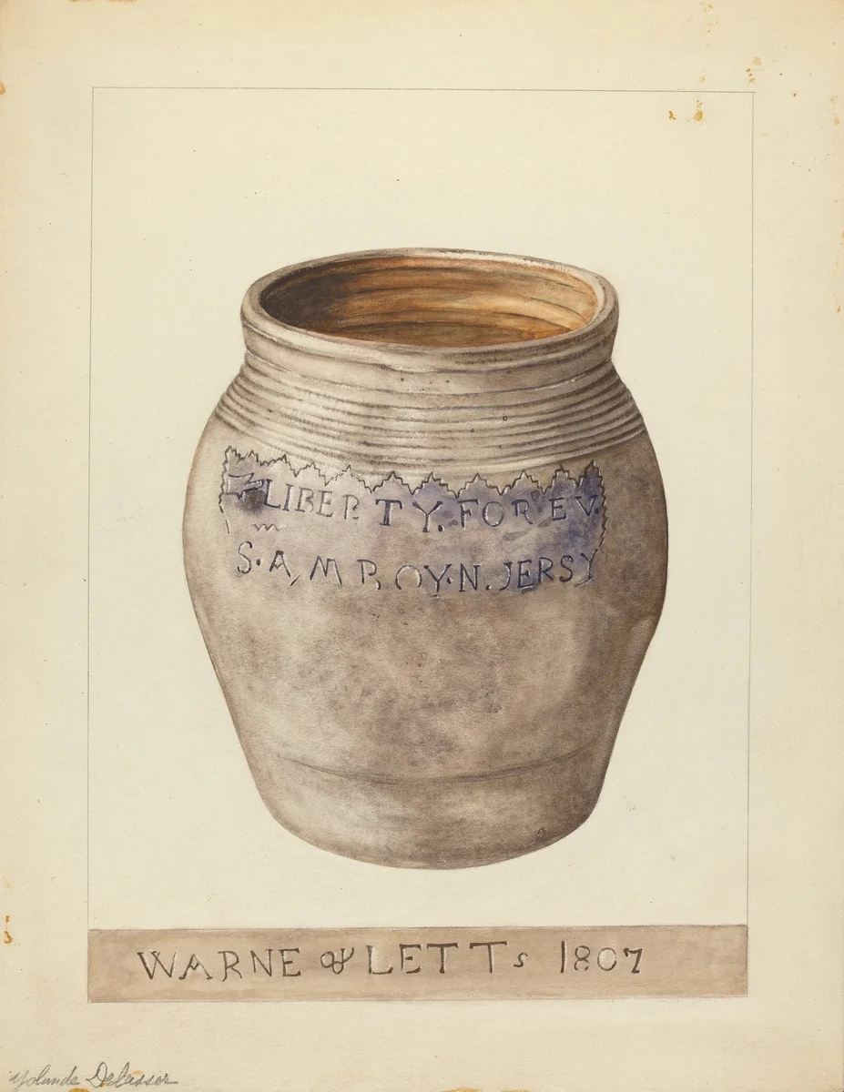 Small Pot by Yolande Delasser, index of american design, 1953