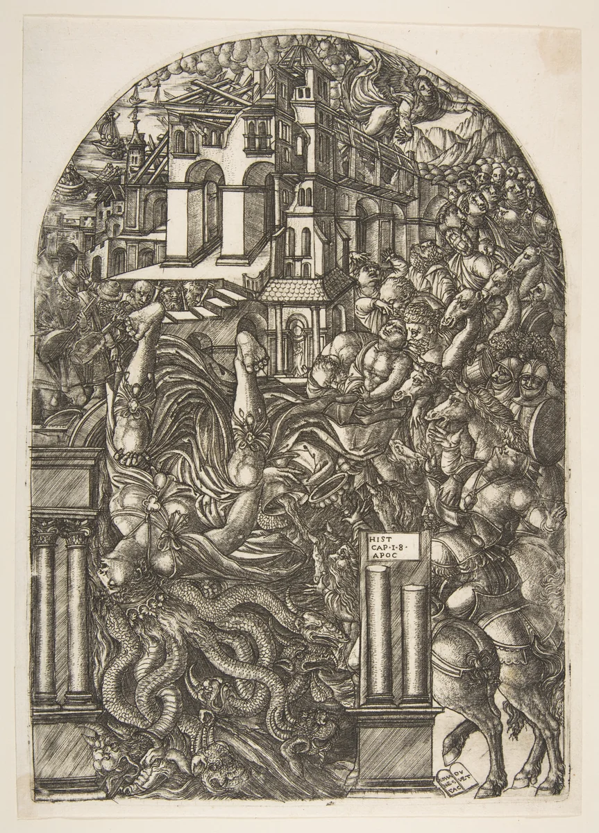 The Fall of Babylon, from the Apocalypse by Jean Duvet, print, 1480-1570