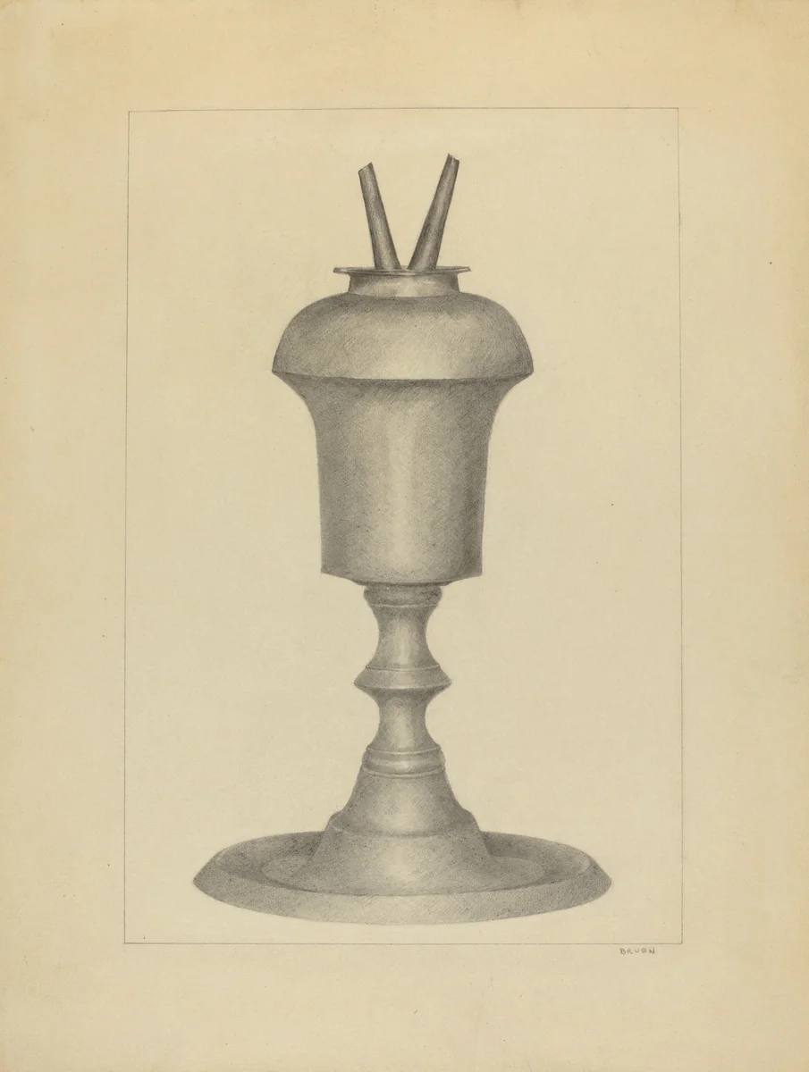 Camphene Lamp by E. Dorsey Bruen, index of american design, 1936
