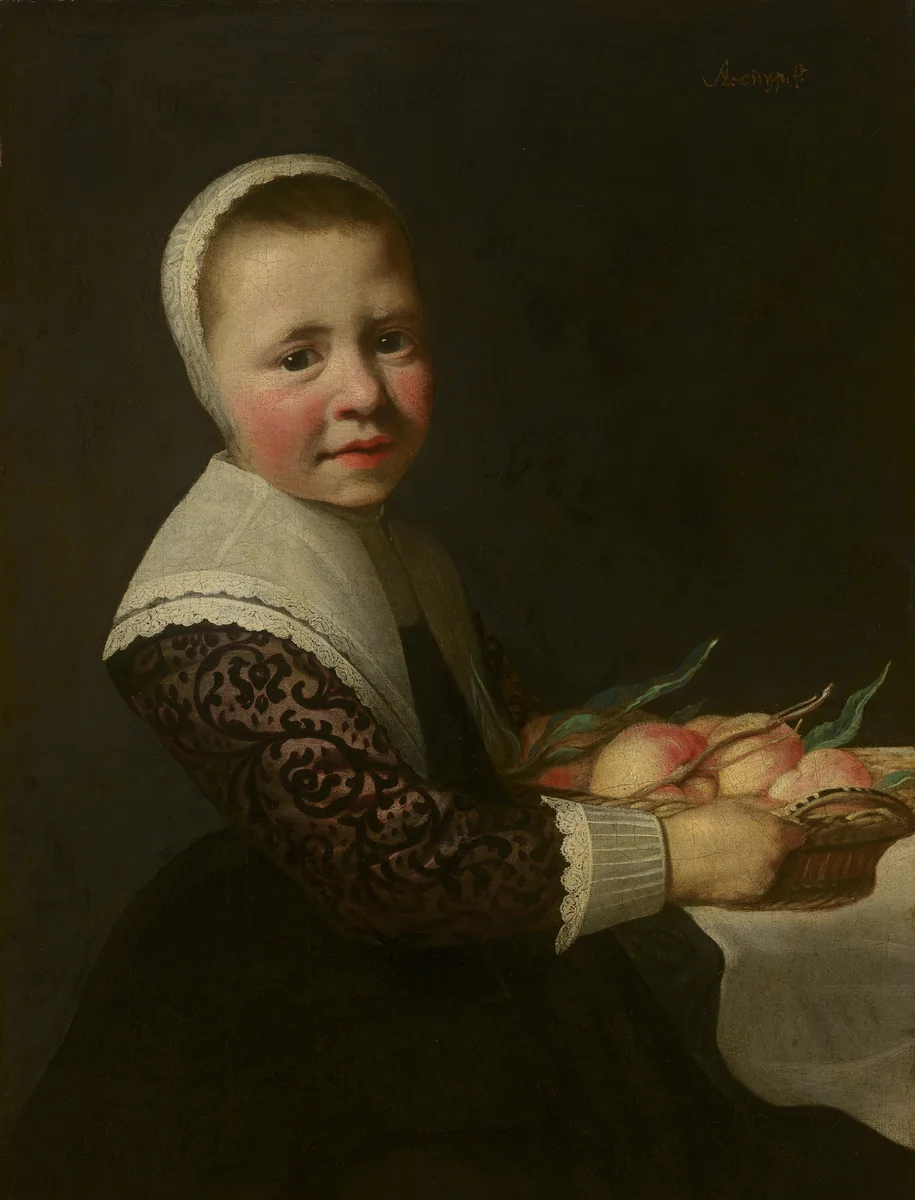 Portrait of a Girl with Peaches by Aelbert Cuyp, painting