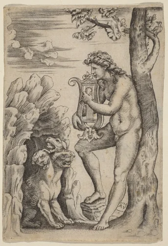 Orpheus by Agostino dei Musi, print, 1528