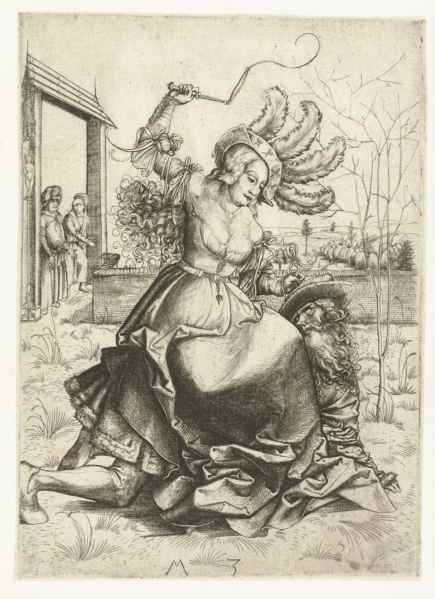 Aristoteles en Phyllis by Unknown, print, 1500-1503