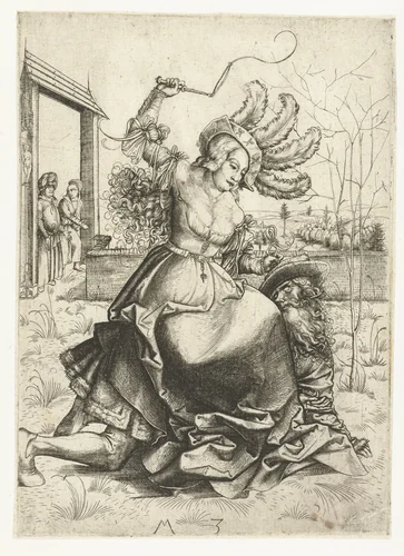 Aristoteles en Phyllis by Unknown, print, 1500-1503