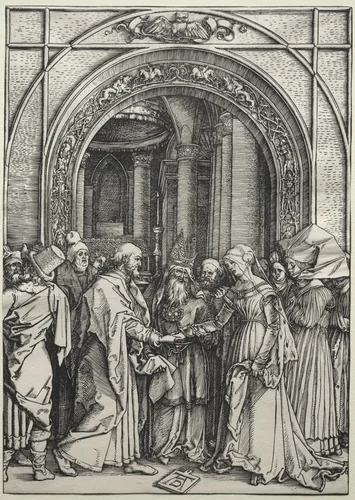 The Betrothal of the Virgin by Albrecht Dürer, print, 1504-1505