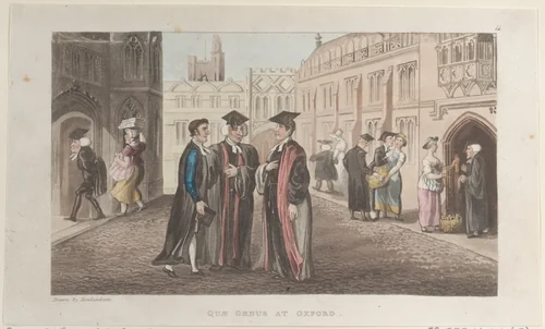 Quae Genus at Oxford by Thomas Rowlandson, print, 1821