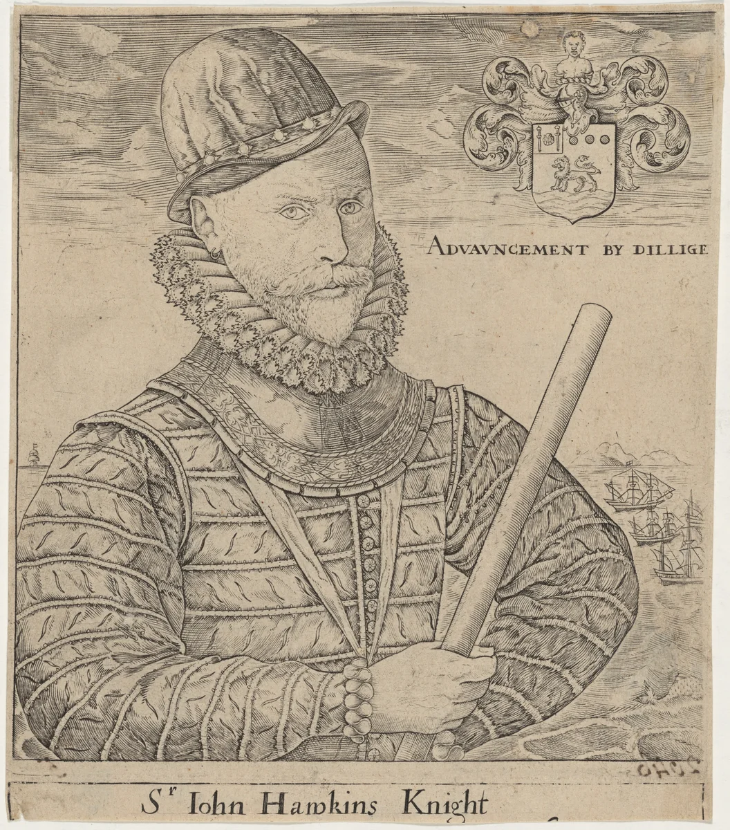 Sir John Hawkins, Naval Commander by Robert Boissard, print, 1570-1650