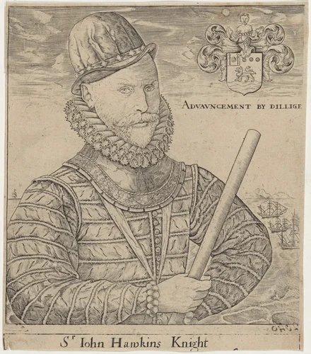 Sir John Hawkins, Naval Commander by Robert Boissard, print, 1570-1650