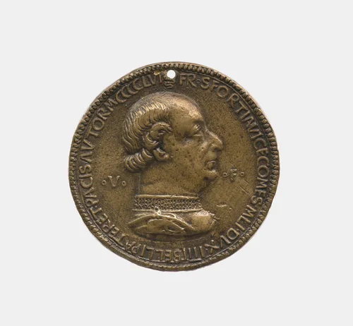 Francesco I Sforza 1401-66, Duke of Milan 1450-66 by Gian Francesco Enzola, metalwork, 1456