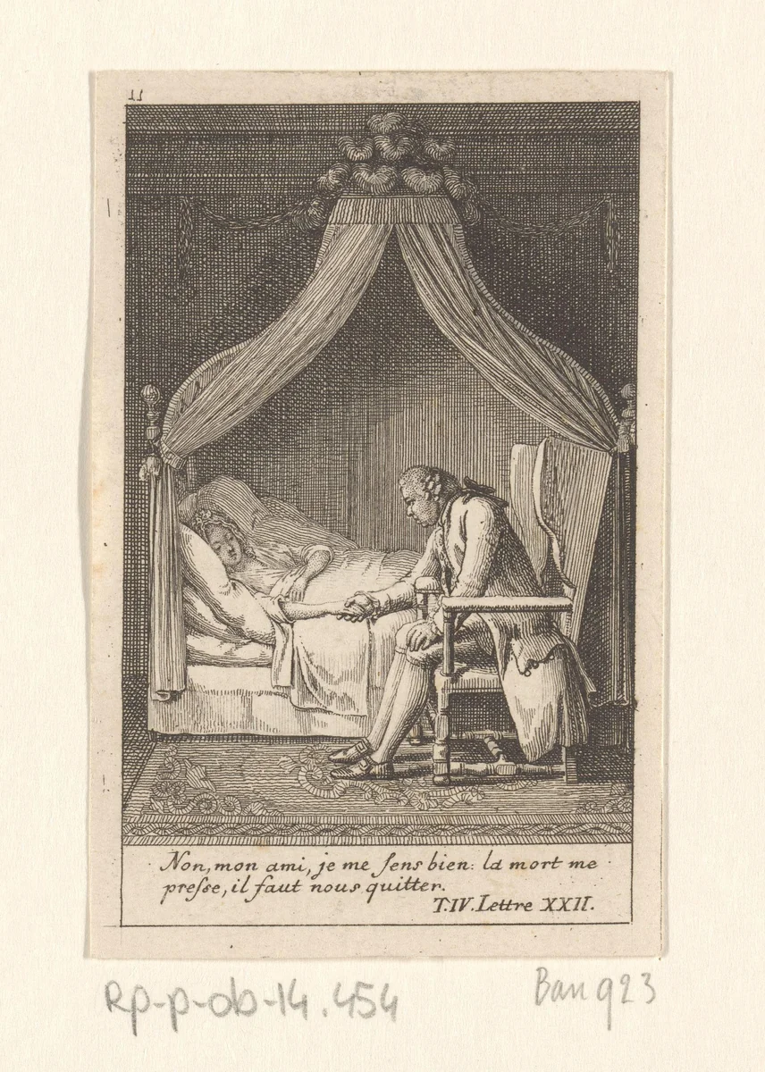Heer Wolmar aan het bed van Julie by Daniel Nikolaus Chodowiecki, print, 1782