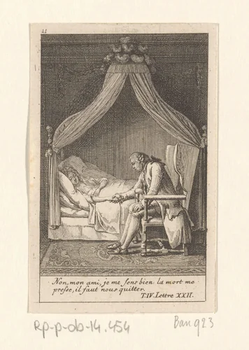 Heer Wolmar aan het bed van Julie by Daniel Nikolaus Chodowiecki, print, 1782