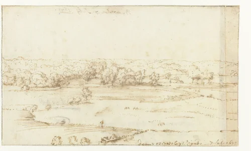 Overstroming van de Demer by Constantijn Huygens, drawing, 1675