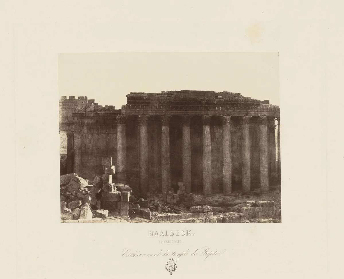 Temple of Jupiter (Exterior Northern View), Baalbek from Voyage en Orient (Paris. 1860) by Louis de Clercq, photograph, 1859