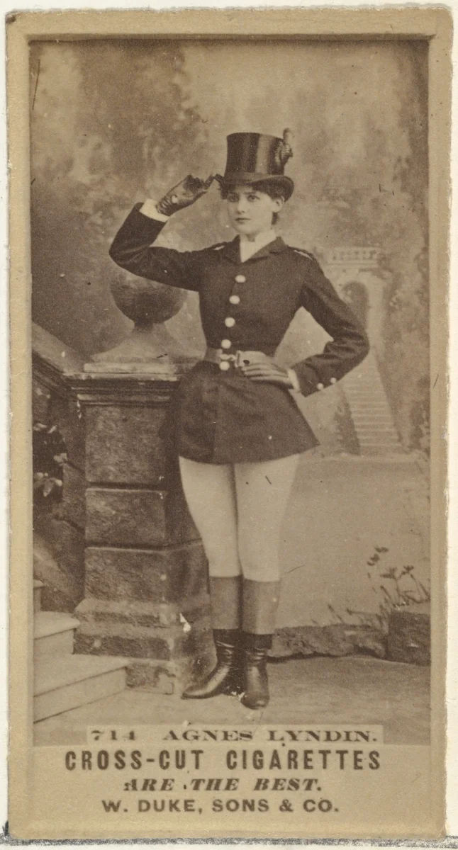 Card Number 714, Agnes Lyndin, from the Actors and Actresses series (N145-3) issued by Duke Sons & Co. to promote Cross Cut Cigarettes by W. Duke, Sons & Co., photograph, 1880-1889
