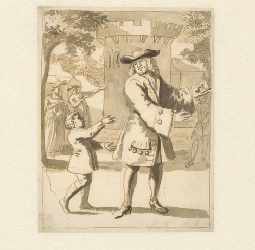De brieven besteller by Pieter van den Berge, drawing, 1675-1737