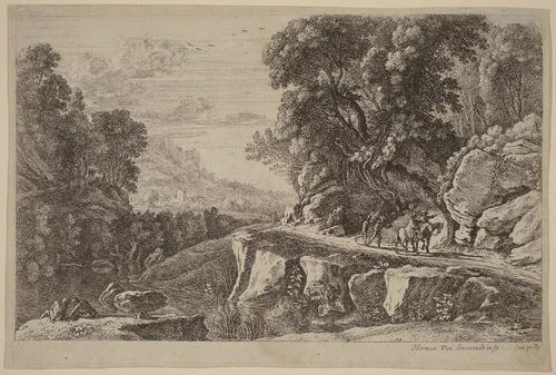 The Two Horsemen by Herman van Swanevelt, print, 1600-1655