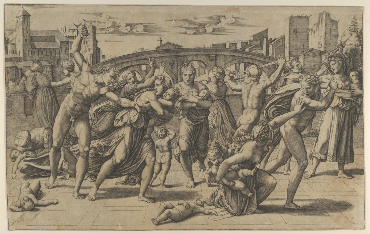 The Massacre of the Innocents by Agostino Veneziano, print, 1507-1517