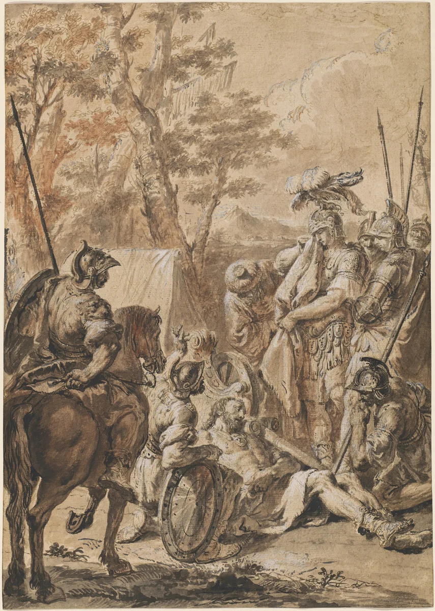 Alexander the Great before the Corpse of Darius by Francesco Fontebasso, drawing, 1750-1769
