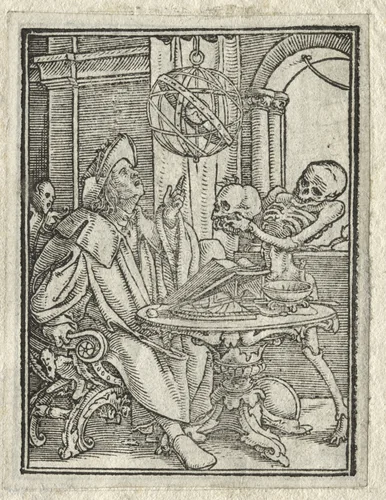 The Dance of Death: The Astrologer; The Rich Man by Hans Holbein the Younger, print, 1521-1531