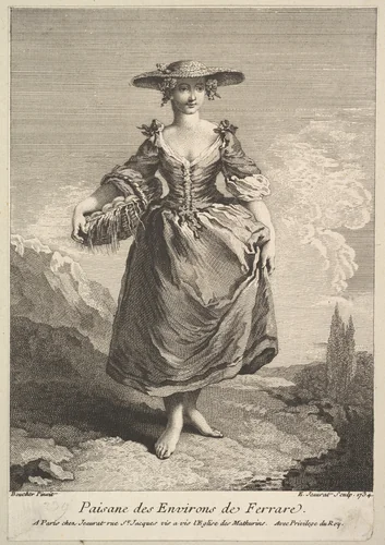 Peasant Woman from Around Ferrara by Edmé Jeaurat, print, 1734