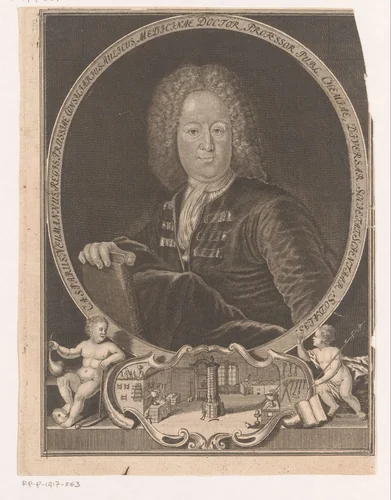 Portret van Kaspar Neumann by Johann Georg Wolffgang, print, 1734