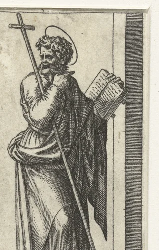 Apostel Filippus met kruis by Unknown, print, 1517-1527