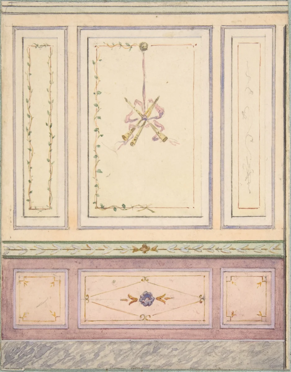 Pompeiian Design for Paneling by Jules-Edmond-Charles Lachaise, drawing, 1850-1900