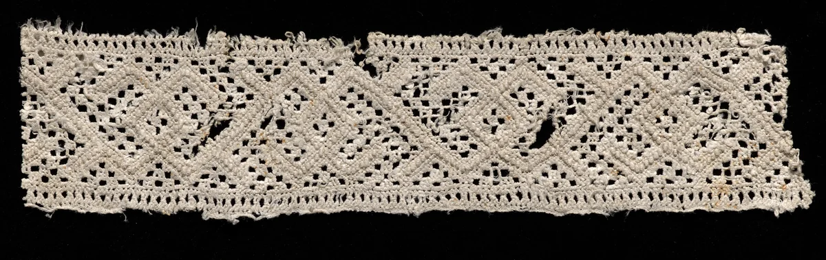 Needlepoint (Drawnwork) Lace Insertion by Unknown, textile, 1500-1599