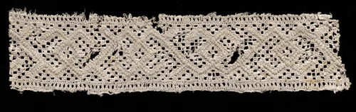 Needlepoint (Drawnwork) Lace Insertion by Unknown, textile, 1500-1599