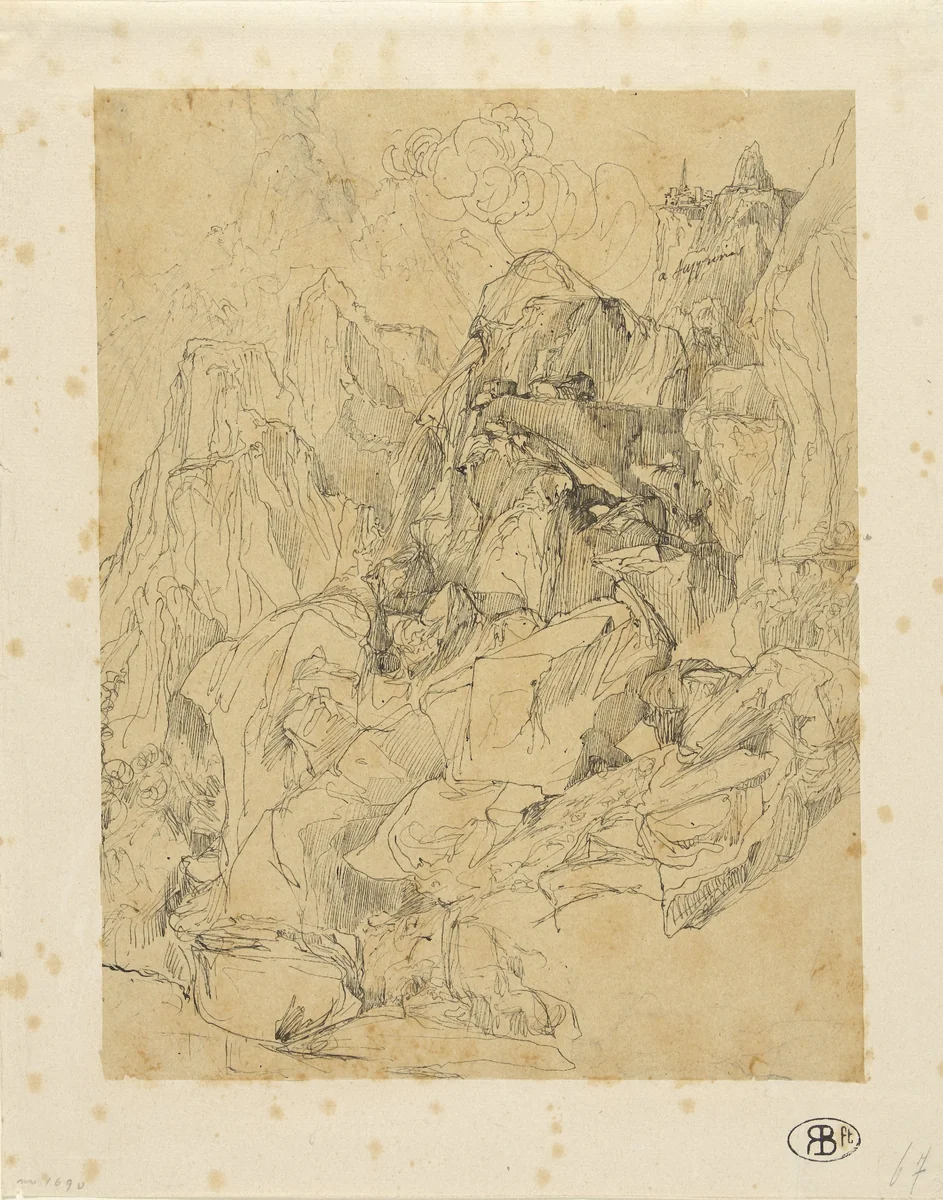 Rotslandschap by Rodolphe Bresdin, drawing, 1832-1885