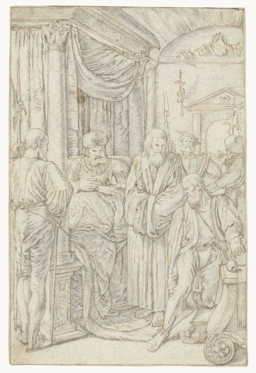 Boer doet zijn beklag bij de graaf by Willem Pietersz Buytewech, drawing, 1619